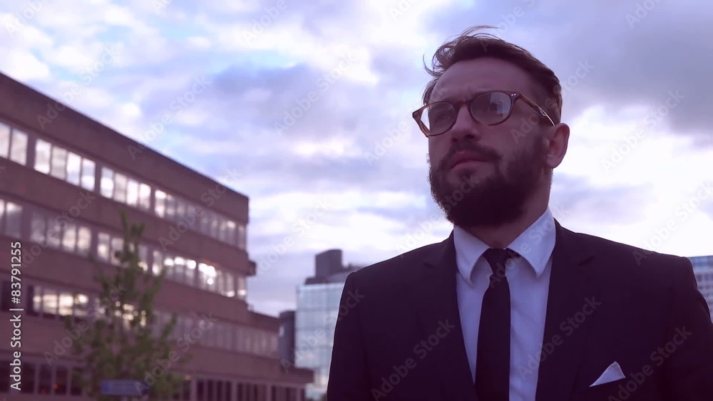 businessman walking wearing glasses and beard businessman walking wearing glasses and beard