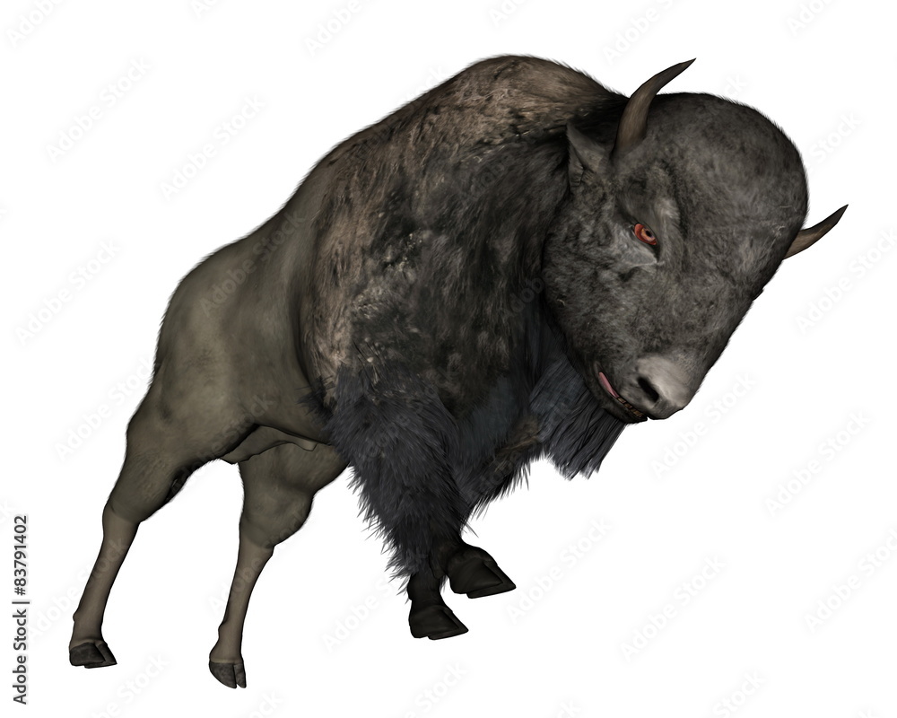 Bison charging - 3D render Bison charging - 3D render