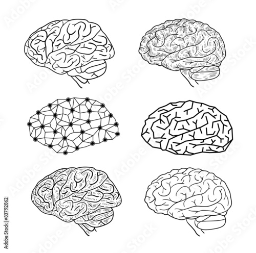  Human brain icon set, vector illustration