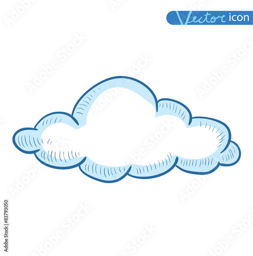 Doodle Cloud icon, vector illustration
