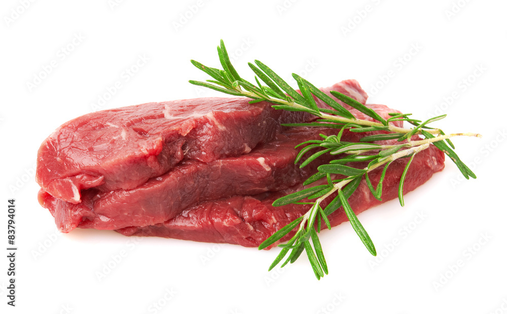 Fresh Raw Meat with rosemary
