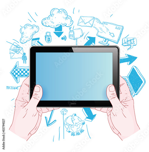 Tablet doodle. Hand-drawn vector illustration.