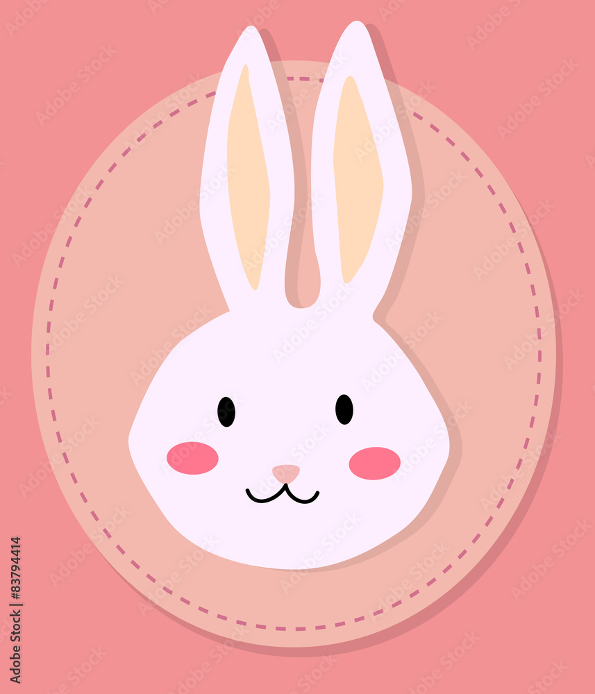Editable vector illustration of a cute rabbit head cartoon in pink background. Editable vector illustration of a cute rabbit head cartoon in pink background.
