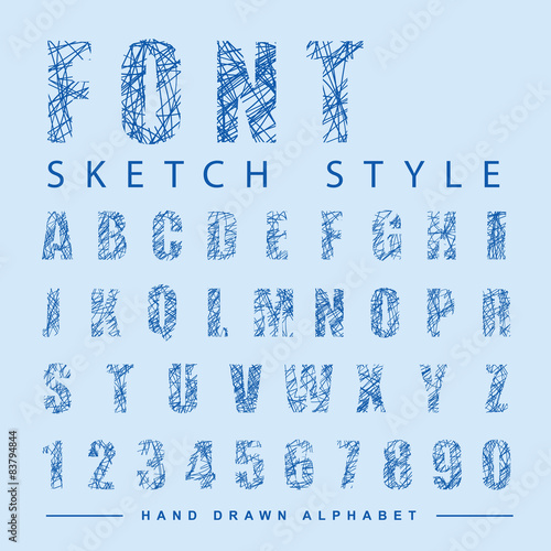 Scratched font style alphabet, Vector illustration.