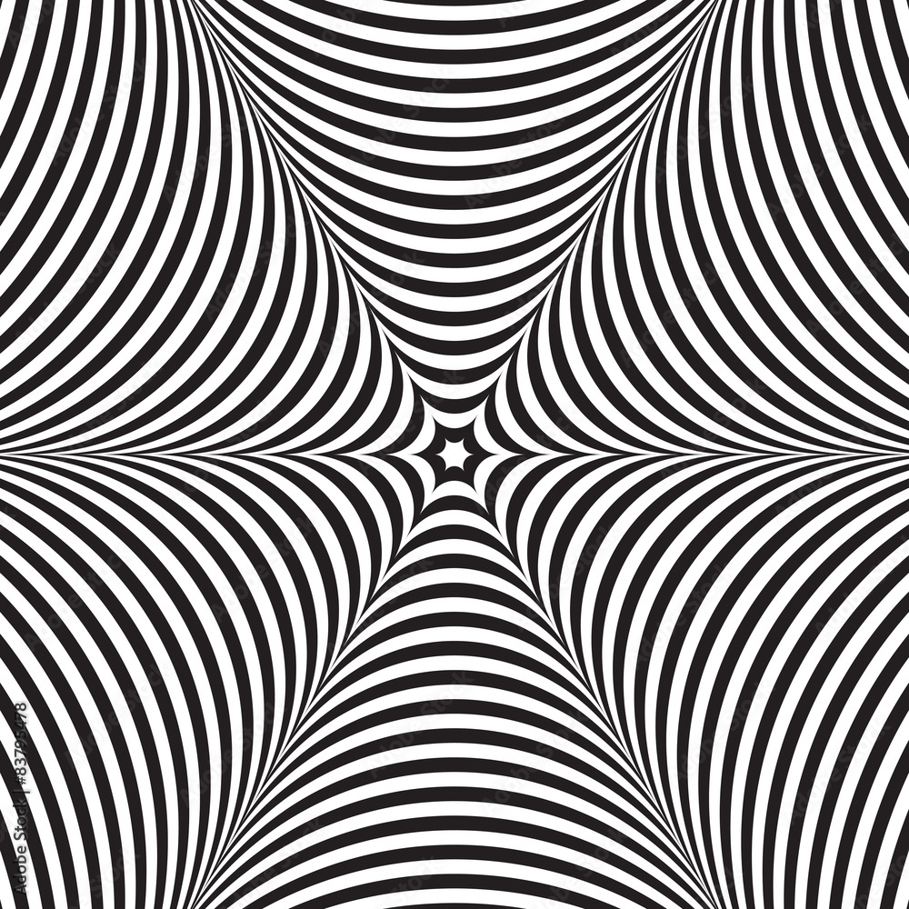 Abstract vector black and white striped background. Optical