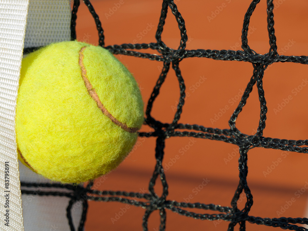 Tennis ball in net