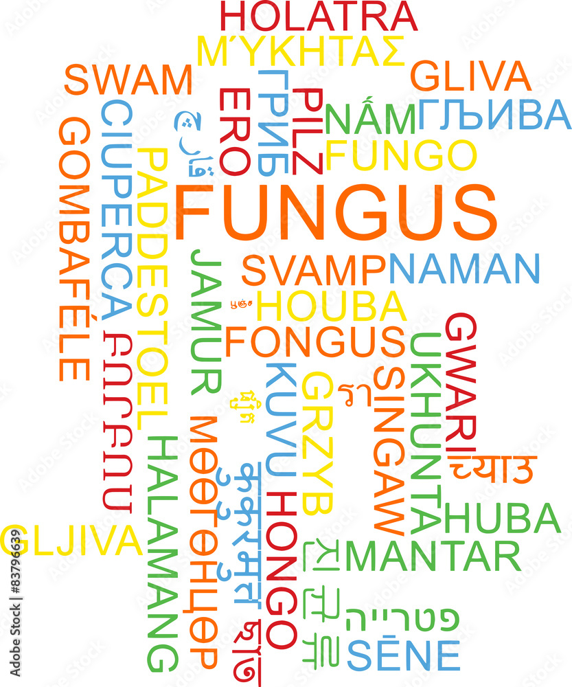 Fungus multilanguage wordcloud background concept