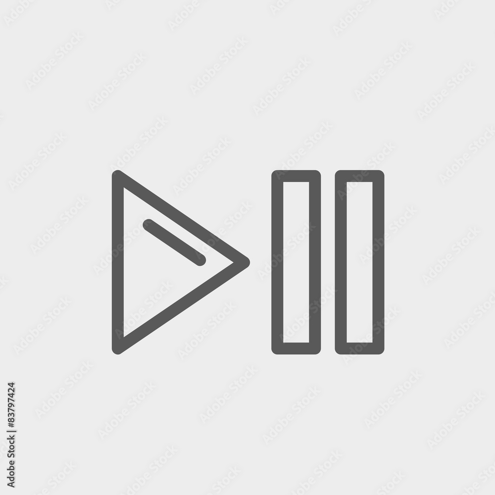 Play, pause button thin line icon