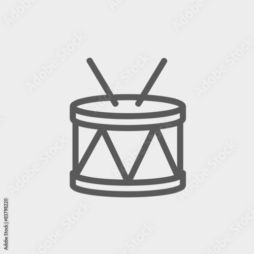 Drum with stick thin line icon