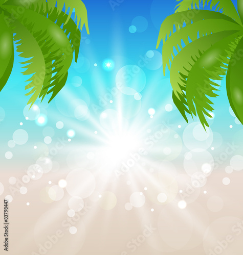 Summer holiday background with sunlight and palmtree
