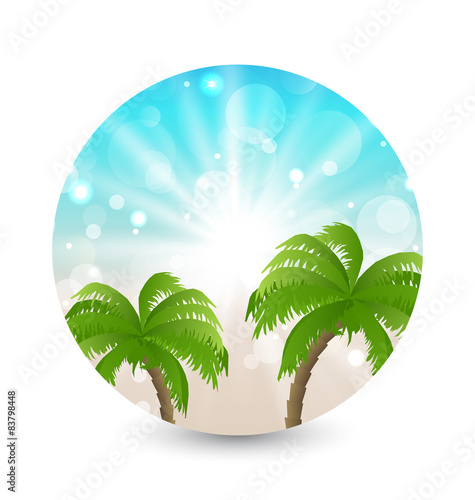 Summer holiday picture with sunlight and palm leaves