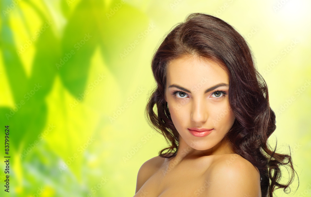 Girl at floral background Girl at floral background
