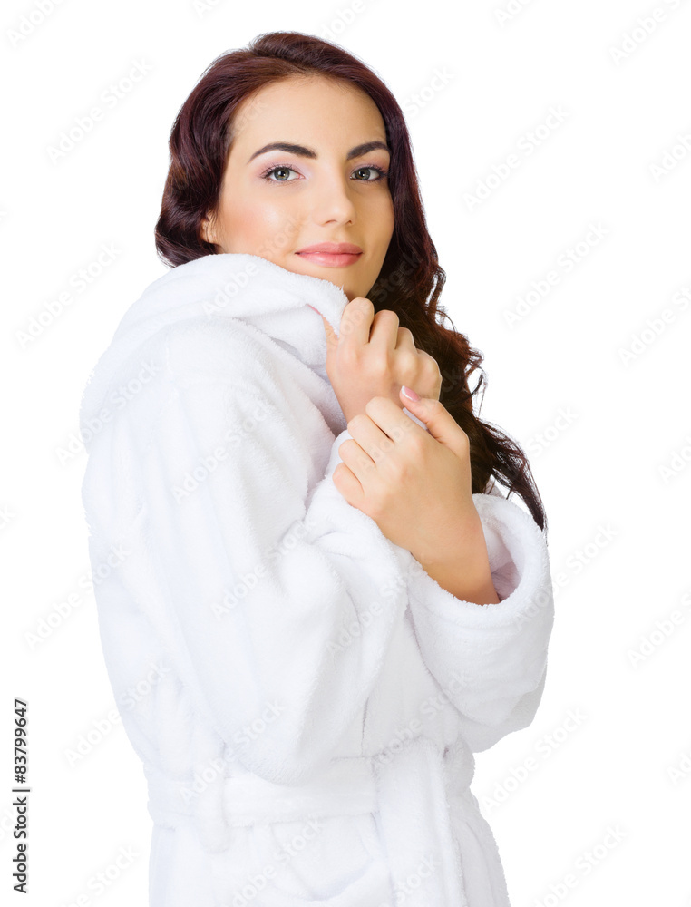 Young girl in bathrobe Young girl in bathrobe