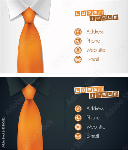 Vector business card design, shirt and tie illustration