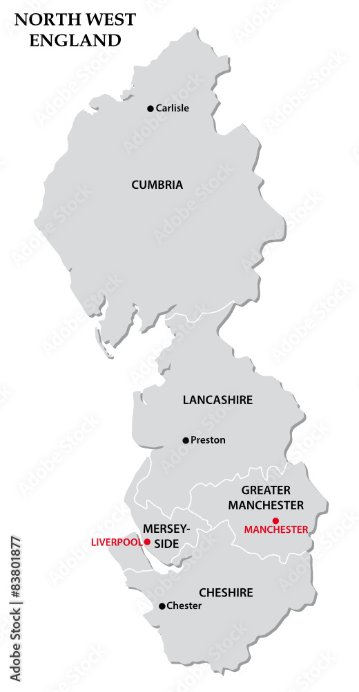 north west england administrative map