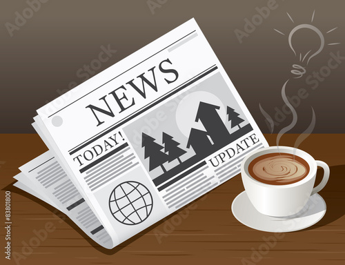 Coffee Cup, Newspaper and Ideas symbols