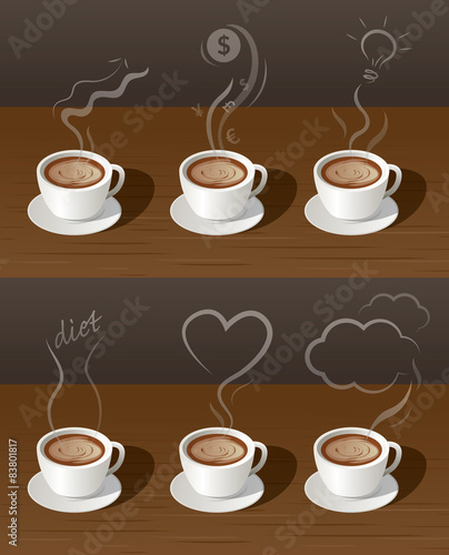 Coffee Cup  Tea with Smoke Ideas Concept