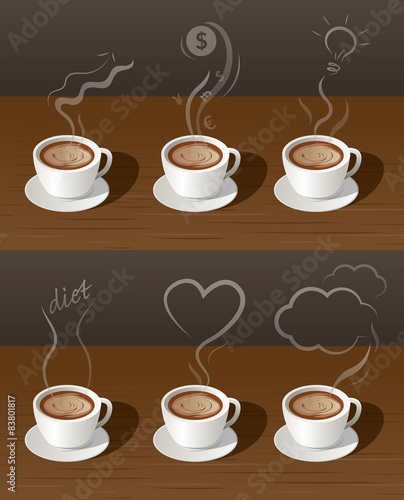 Coffee Cup, Tea with Smoke Ideas Concept