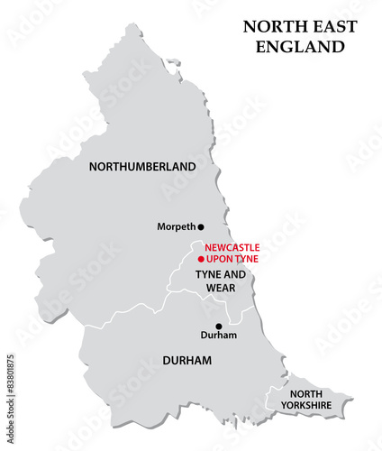 north east england administrative map