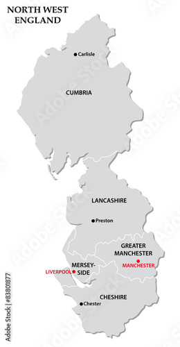 north west england administrative map