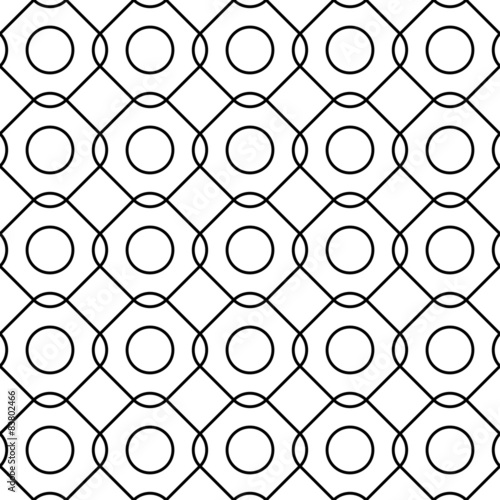 Black and white geometric seamless pattern with line and circle.
