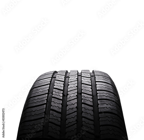 automobile black rubber tires isolated on white background