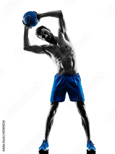 man exercising fitness weights exercises silhouette © snaptitude