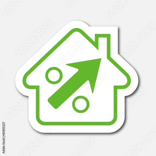 Logo maison et pourcentage.