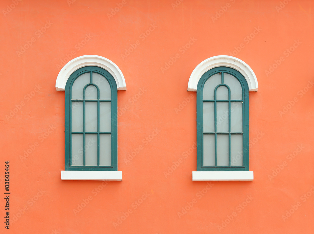 Vintage window with wall background