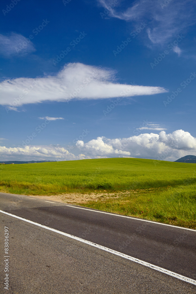 asphalt road in Tuscany Italy