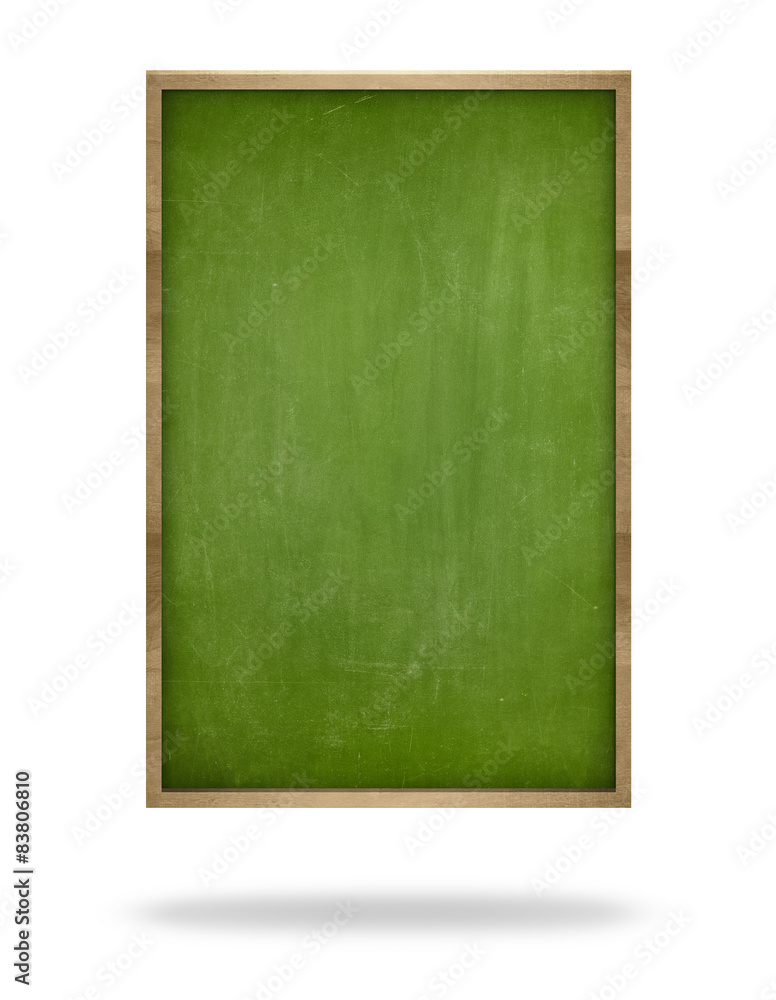 Green blank vertical blackboard with wooden frame Green blank vertical blackboard with wooden frame