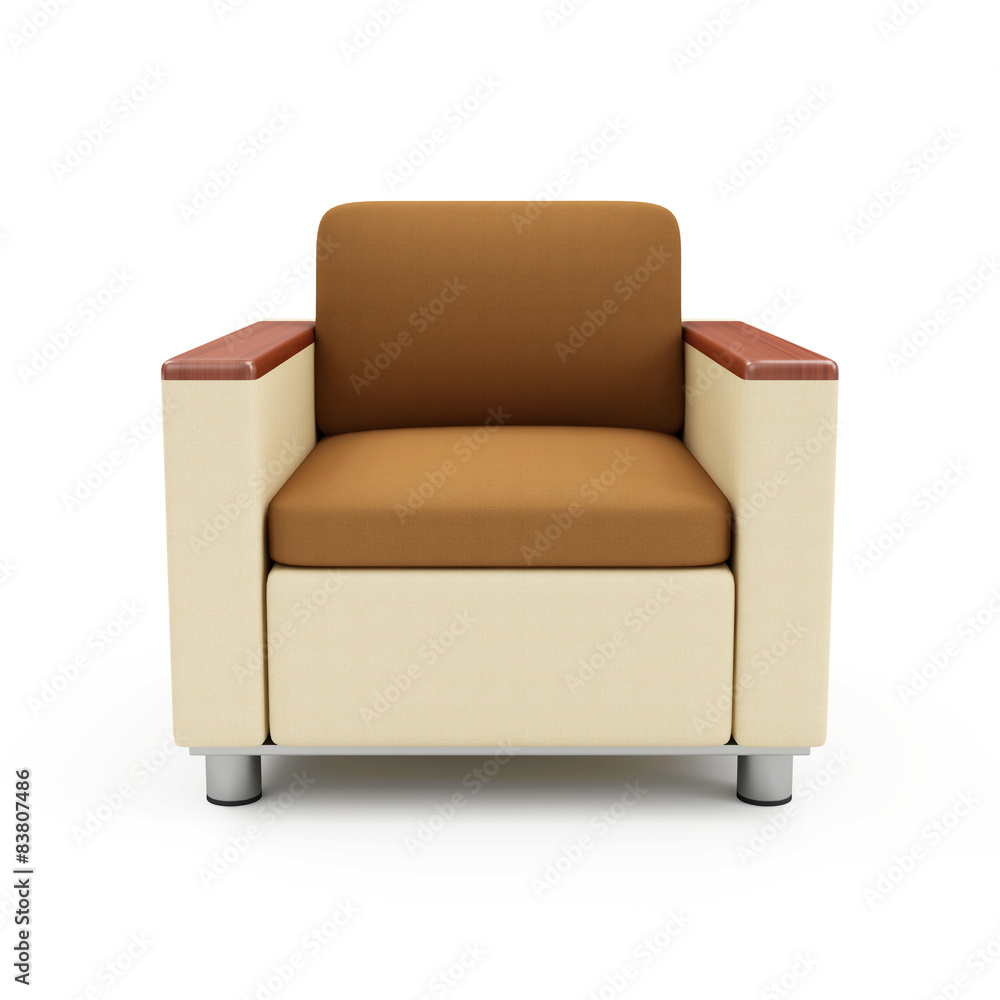 Modern Brown Leather Armchair isolated on white background. 3D Rendering Modern Brown Leather Armchair isolated on white background. 3D Rendering