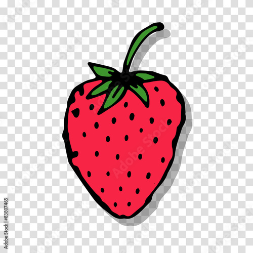Strawberry sketch on transparent background for your design