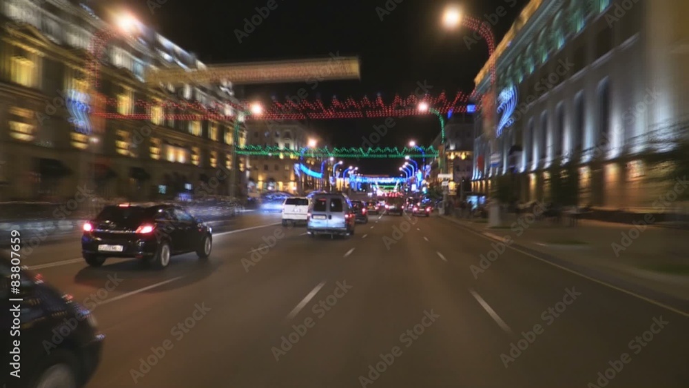 Time Lapse Driving of Downtown Minsk at Night Time Lapse Driving of Downtown Minsk at Night