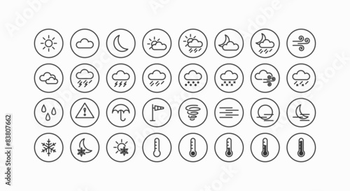 Modernes Wetter und Meteorologie Vektor Line Icon Set