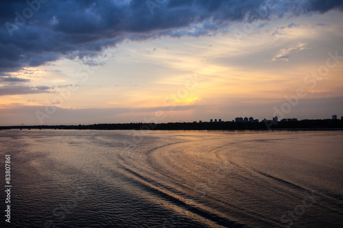 Evening Dnieper landscape at sunset