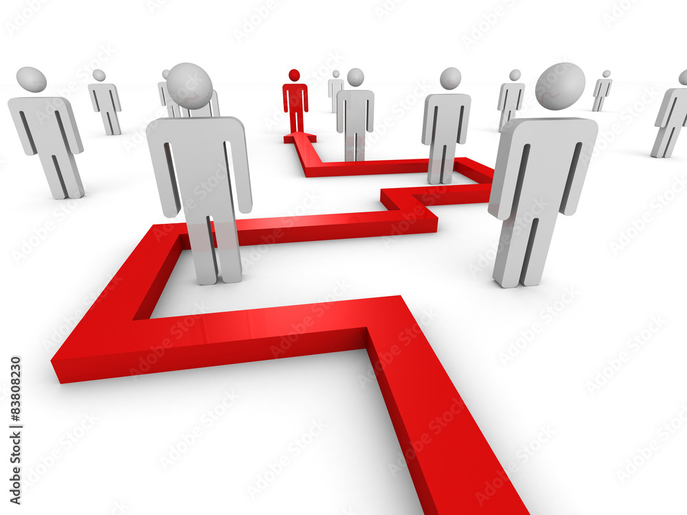 Red Arrow Pointing To Different People Icon Red Arrow Pointing To Different People Icon