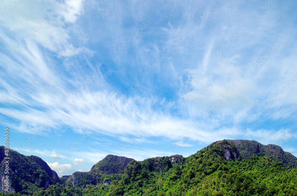 Tropical Mountain with blue sky