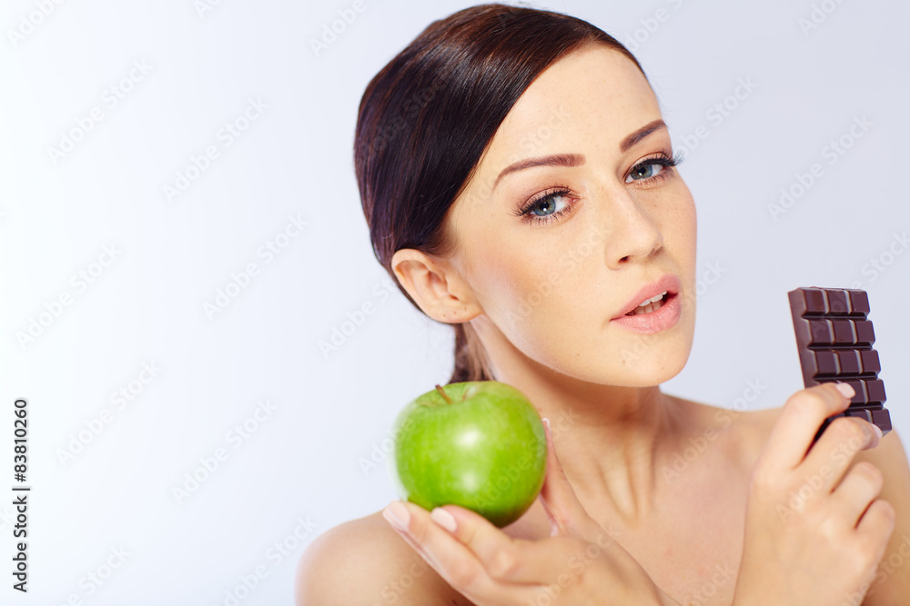 schokolade, grüner apfel, diät schokolade, grüner apfel, diät