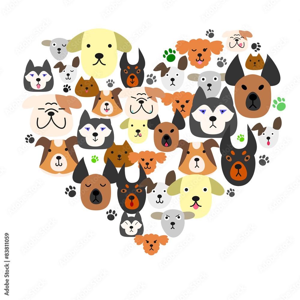 Dogs face in heart-shape Dogs face in heart-shape