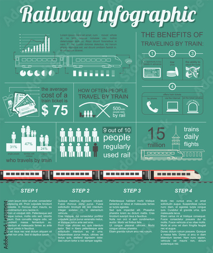 Railway infographic. Set elements for creating your own infograp photo