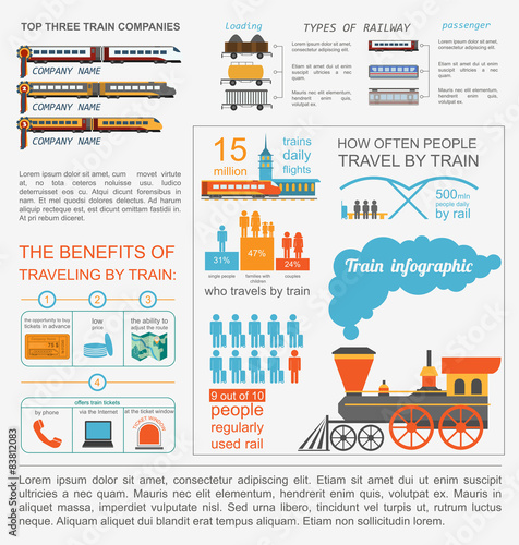 Railway infographic. Set elements for creating your own infograp