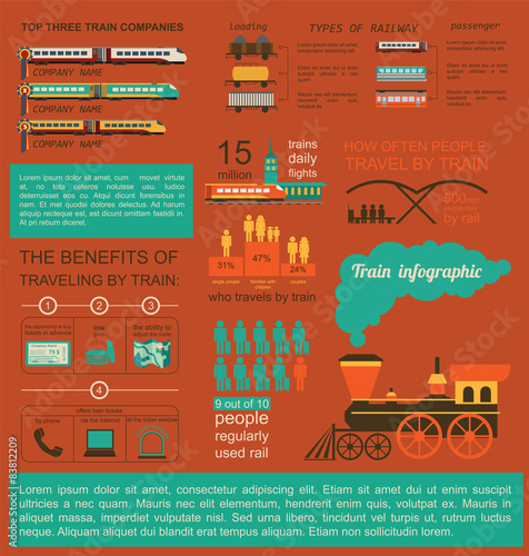 Railway infographic. Set elements for creating your own infograp