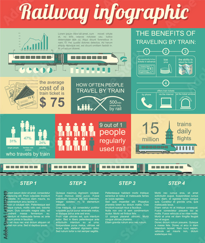Railway infographic. Set elements for creating your own infograp