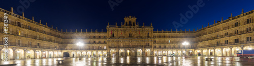 Night panorama of Plaza Mayor. Salamanca