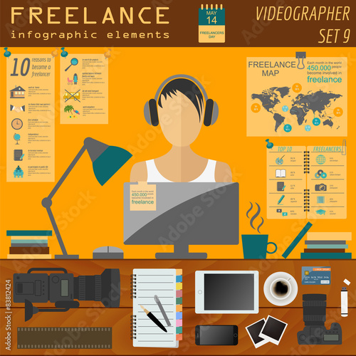 Freelance infographic template. Set elements for creating you ow