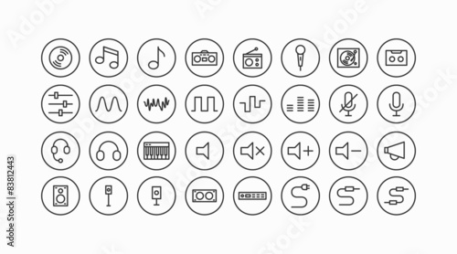 Audiogeräte und Hifi Line Icon Set