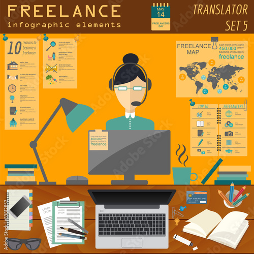 Freelance infographic template. Set elements for creating you ow