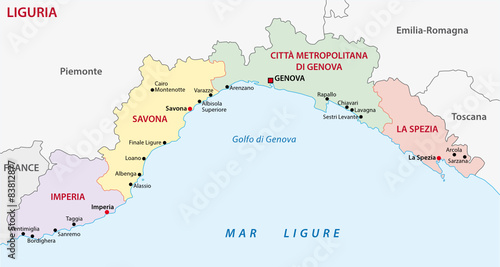 liguria administrative map photo