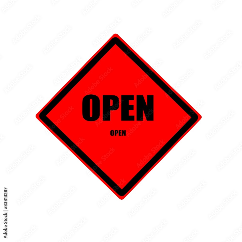 Open black stamp text on red background Open black stamp text on red background
